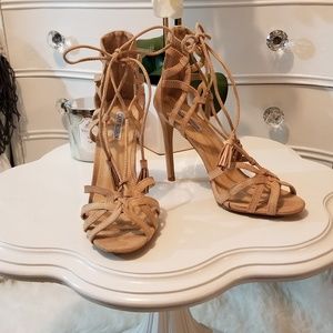 Nude Lace-Up Pumps